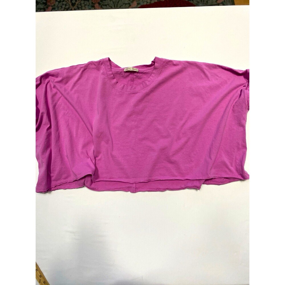 Zenana Womens One Size Pink Knit 100% Cotton Cropped Oversized Boxy